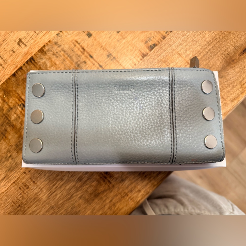 Hammitt Light Gray Wallet with Bold Red Interior. Original box.
